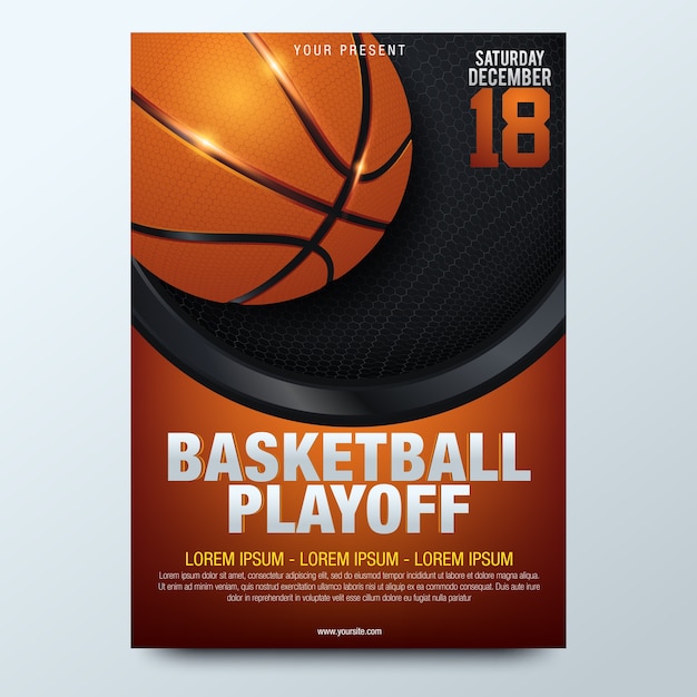 Vektor basketball-poster mit basketball-ball