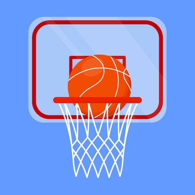 Basketball-Ring mit Ballvektor-Symbol Basketball-Spiel-Korb-Ring-Net-Ball-Illustration Basketball