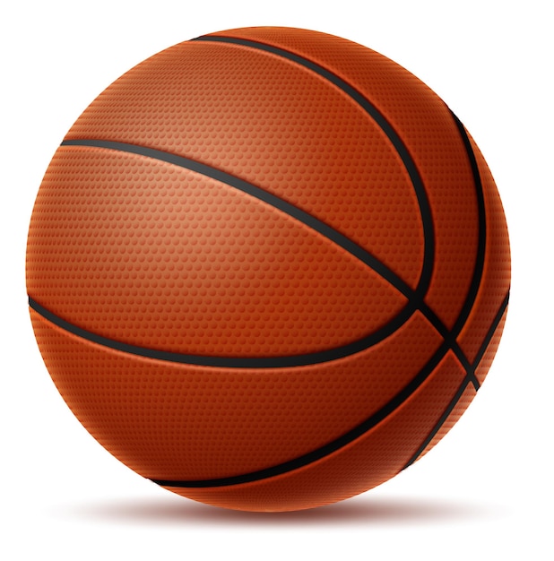 Basketball-Symbol. Realistischer oranger Gummiball mit Schatten