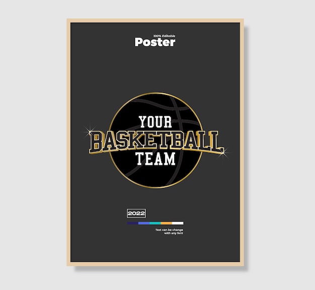 Vektor basketball-team editierbares poster mit texteffekt