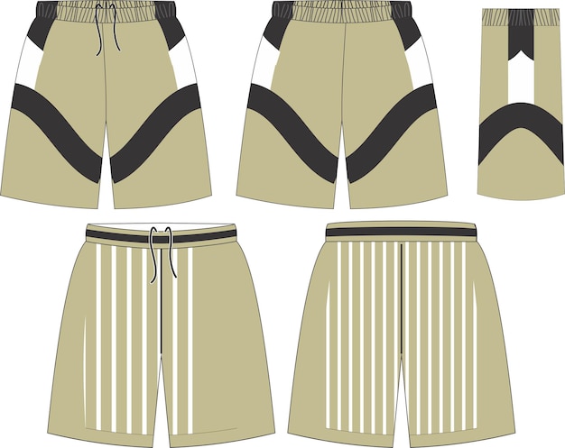 Vektor basketball uniform shorts vorder- und rückansicht mock ups vorlagen