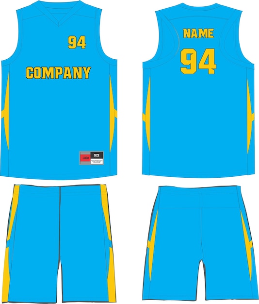 Basketball uniform shorts vorlage für basketball club vorder- und rückansicht sporttrikot