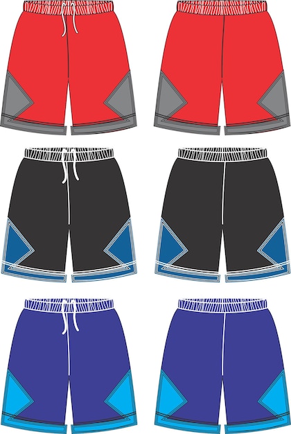 Basketball uniform shorts vorlage für basketball club vorder- und rückansicht sporttrikot