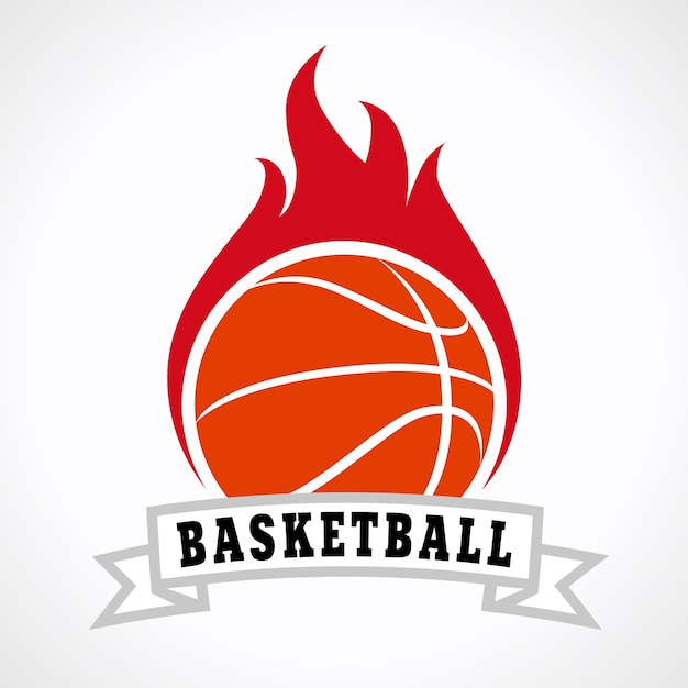 Basketball-Vektor-Logo. Ball und Feuer. Markensymbol nationaler Wettbewerbe, Symbol für mobile App.