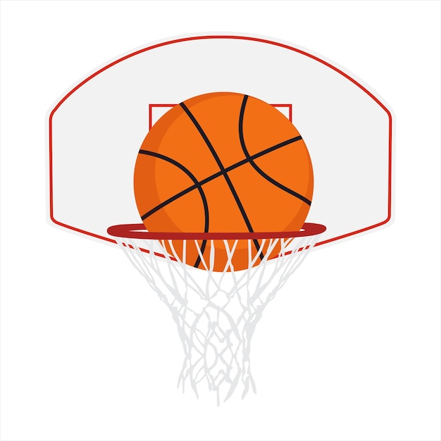 Basketballkorb, Basketball-Ring, Basketball und Basketballnetz