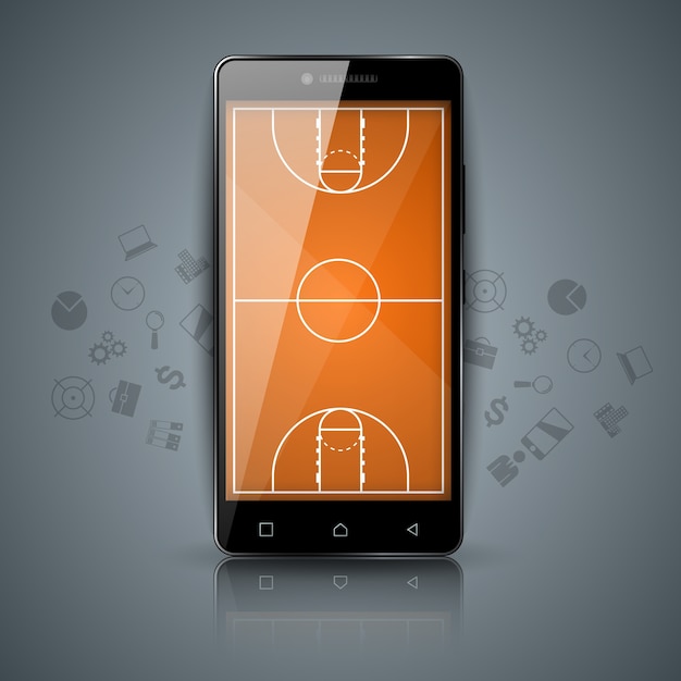 Basketballplatz, sport, smartphone-symbol.