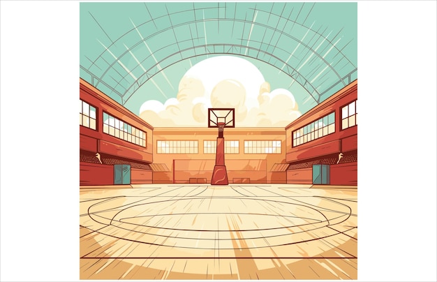 Basketballplatz-vektorillustration silhouette des basketballplatzes