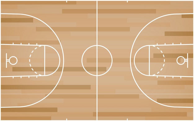 Basketballplatzboden mit linie muster auf hölzernem hintergrund.