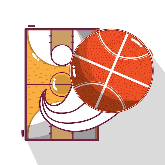 Vektor basketballspiel mit ball und feld