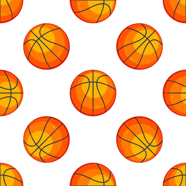 Basketballspiel mit nahtlosem Muster, das die Textur von Sportgeräten auf weißem Hintergrund wiederholt