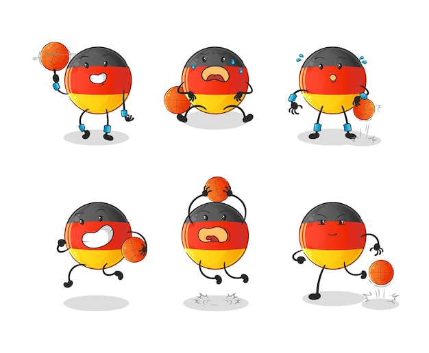 Basketballspieler-gruppencharakter der deutschen flagge. maskottchen-vektor