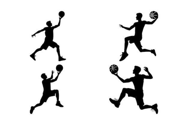 Basketballspieler Silhouetten Vektor für Plakate Logos und Grafiken