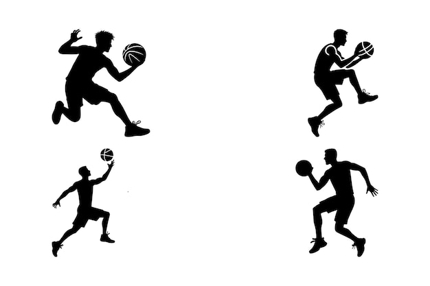 Basketballspieler Silhouetten Vektor für Plakate Logos und Grafiken