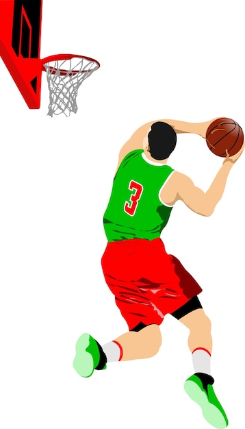 Basketballspieler Vektor-3D-Illustration für Designer