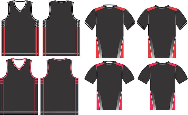 Basketballuniformtrikots vorder- und rückansicht mock ups vorlagen