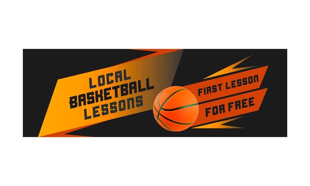 Vektor basketballunterricht für kinder header und cover für facebook, verlinkt auf twitter und youtube