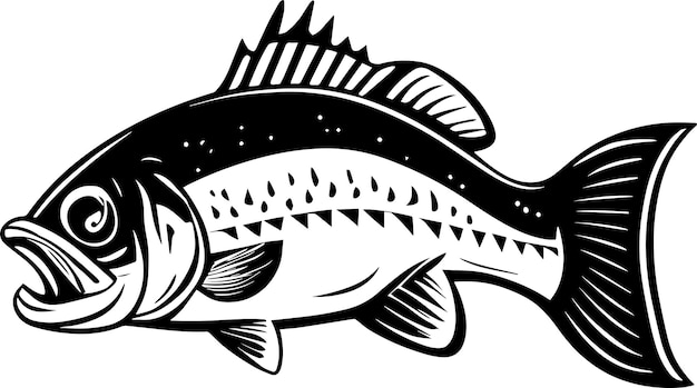 Bass fishing logo monochrom-design-stil