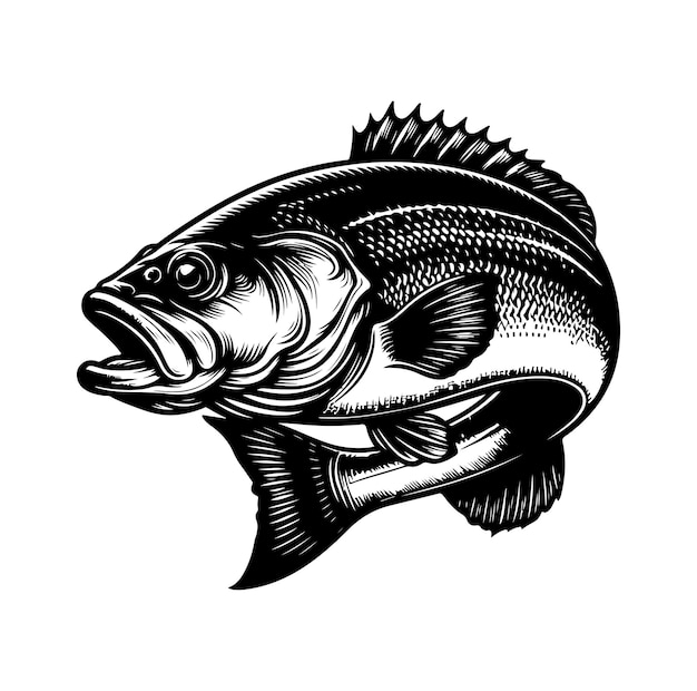 Bassfisch-Silhouette Fisch-Vektor-Illustration springende Fische