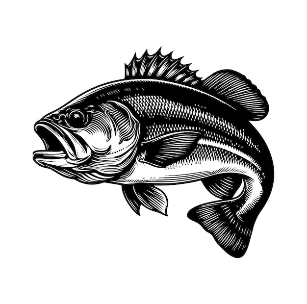 Bassfisch-Silhouette Fisch-Vektor-Illustration springende Fische