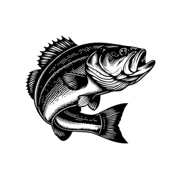 Bassfisch-Silhouette Fisch-Vektor-Illustration springende Fische