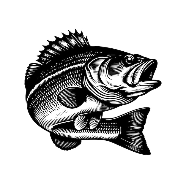 Bassfisch-Silhouette Fisch-Vektor-Illustration springende Fische