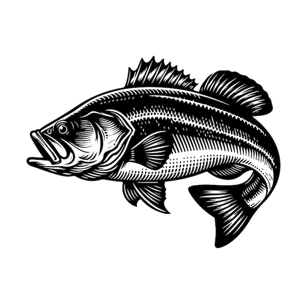 Bassfisch-Silhouette Fisch-Vektor-Illustration springende Fische