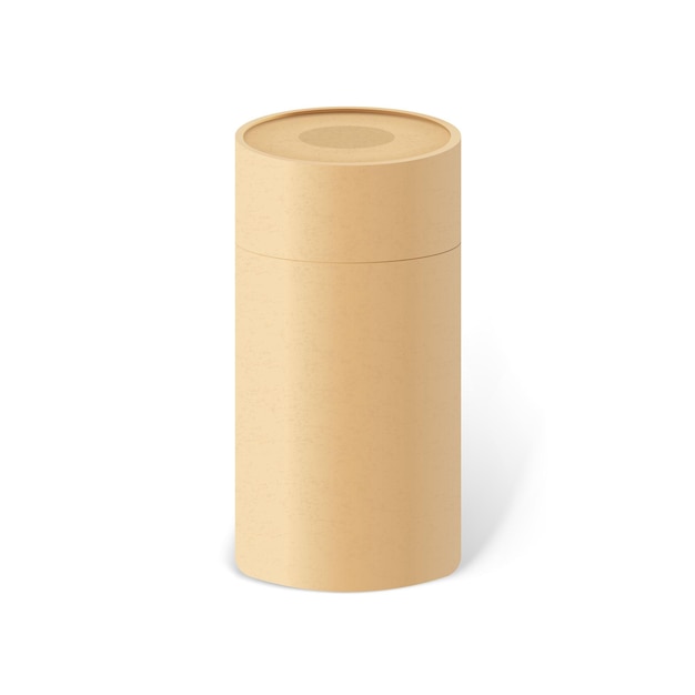 Bastelzylinder-set vorderansicht der naturpapierröhre und der kraftpapierröhre isoliert auf weißem hintergrund