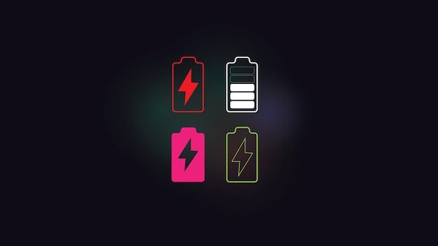 Batterie-Satz-Symbol grafische Elemente Umriss Neon-Design-Illustration mit RGB-Hintergrund
