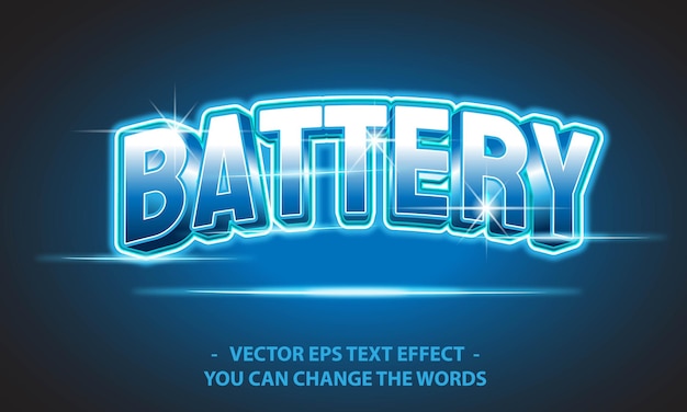 Vektor batterie-text mit effektillustration