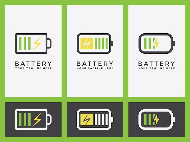 Batterieladelogo set oder anzeigesymbol im vektorgrafikdesign