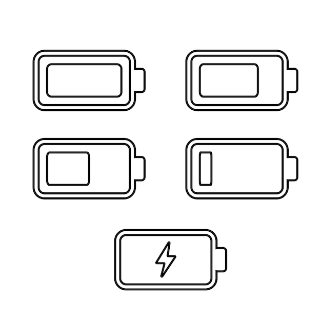 Vektor batterieladezustandsanzeige voll aufgeladener linienstil