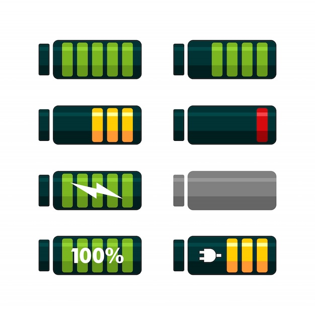 Vektor batteriestandsymbol gesetzt