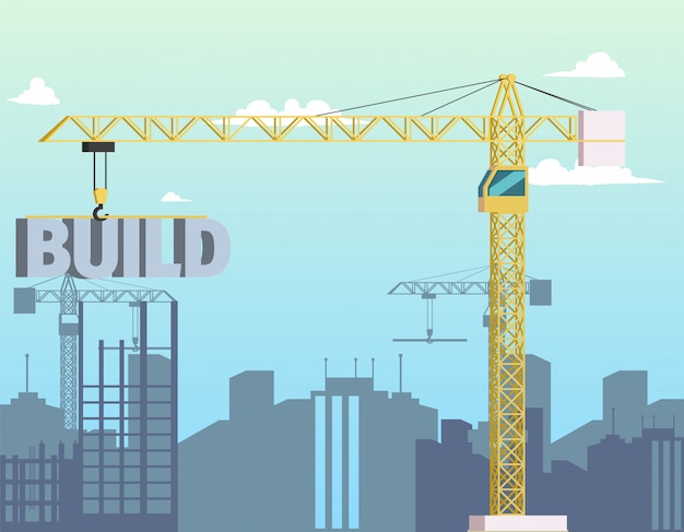 Bau-Crane Holding Word Build