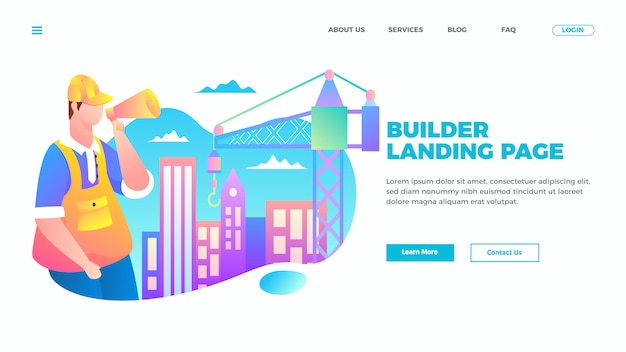 Vektor bauarbeiter landing page