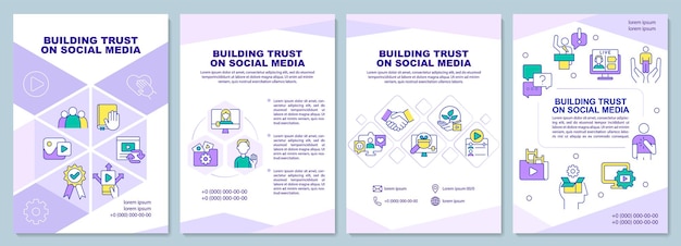Bauen sie vertrauen in die violette broschürenvorlage für soziale medien auf