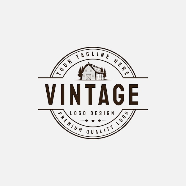 Bauernhaus-Lagerscheune Vintage Retro-Logo-Vorlage