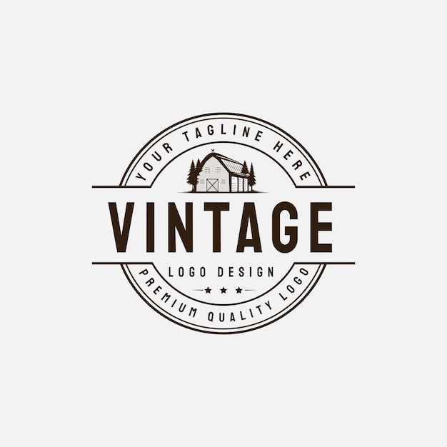 Bauernhaus-lagerscheune vintage retro-logo-vorlage