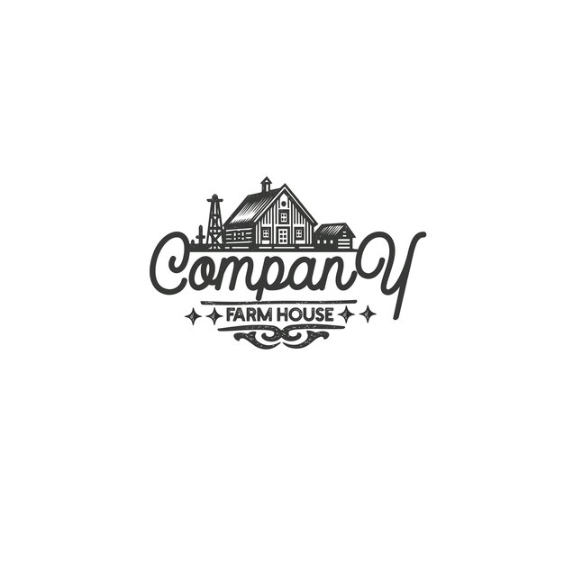 Bauernhaus Vintage Abzeichen Logo Design Vektor Vorlage Illustration