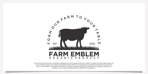 Bauernhof-emblem-logo-design auf weißem hintergrund nutztier premium-vektor teil 1