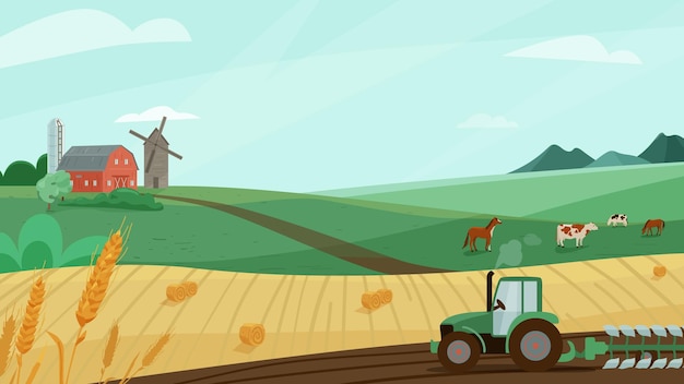 Bauernhof mit Scheune Landschaft