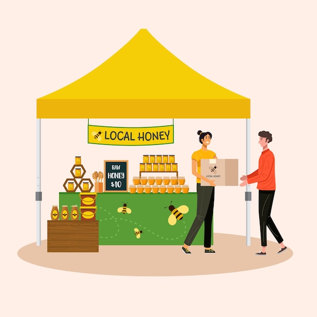 Bauernmarkt mit Honigprodukten