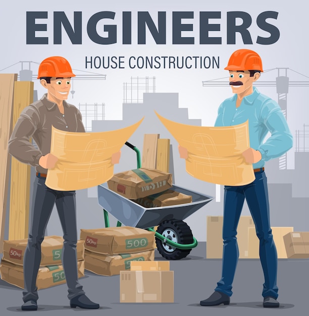 Bauingenieure bauen Architektenvektor