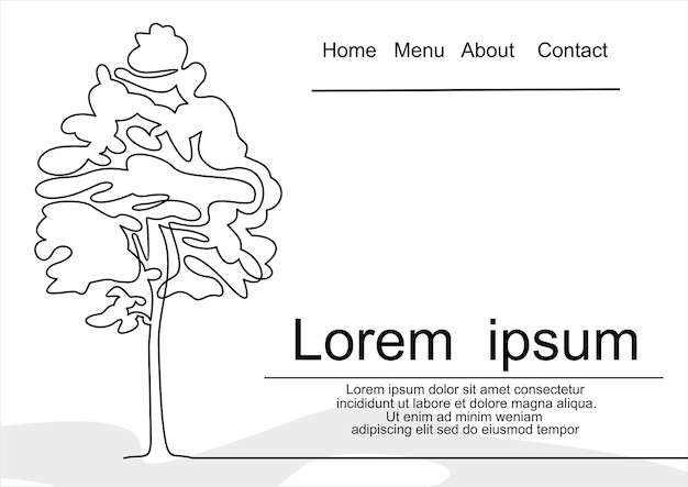 Baum eine strichzeichnung. ökologie-konzept.