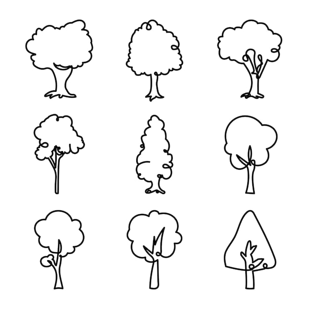 Vektor baum-icon-design-gliederungsstil