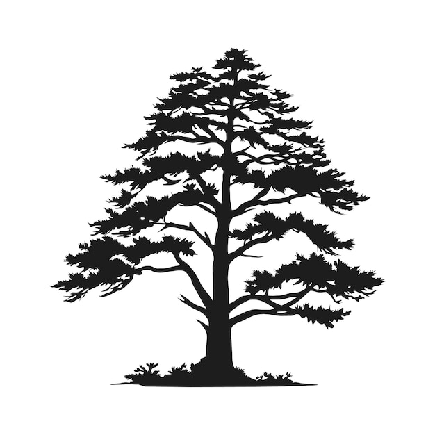 Baum Kiefer Silhouette Tattoo Logo Zypresse immergrüner Zedernwald Holz Vektor