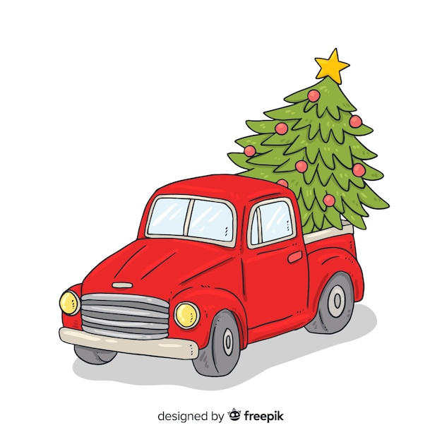 Baum-lieferwagen-weihnachtshintergrund