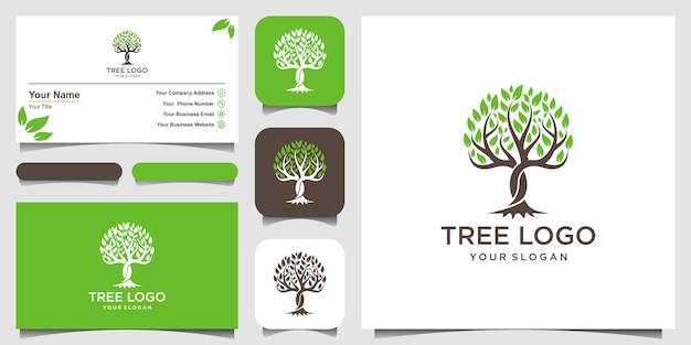 Baum . logo-elemente. green garden logo vorlage und visitenkarten-design