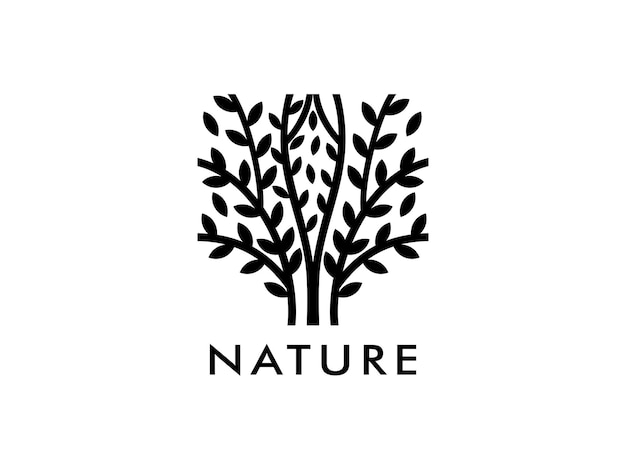 Baum-logo-vektorvorlage für gartenpflanzen mit natürlichen symbolen