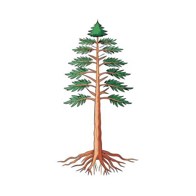 Baum mit Wurzelveranschaulichung Premium Vektor