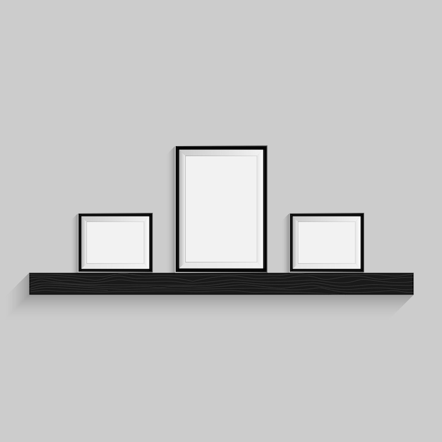 Baum schwarzes leeres Bild Rahmenvorlage für Designposter Bilderrahmen Set Vektor